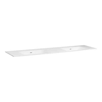 BRAUER Glacier wastafel - 200x46x2cm - 2 wasbakken - 0 kraangaten- fine stone - hoogglans wit