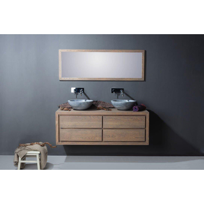 Forzalaqua Roma waskom 40x40x15cm Rond Natuursteen Cloudy marmer gezoet SHOWROOMMODEL