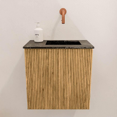 Mondiaz JOYA-DLUX 40cm toiletmeubel - kleur Oak - Wastafel FAYE positie Rechts Zonder kraangat kleur Lava.