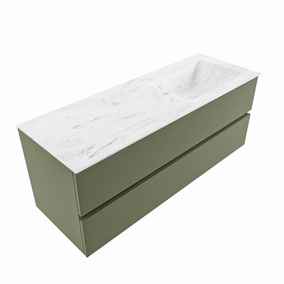 Mondiaz VICA-DLUX Ensemble de meuble de salle de bain - 130cm - meuble sous-vasque armée - 2 tiroirs - lavabo encastré nuage droite - sans trous de robinet - version haute de 60cm - opalo