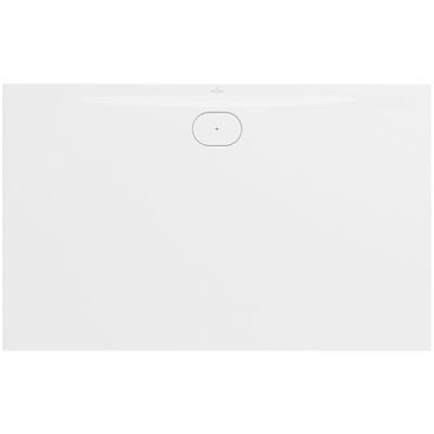 Villeroy & Boch Ecora douchebak - 160x100x3.5cm - afvoer lange zijde - stone white (wit)