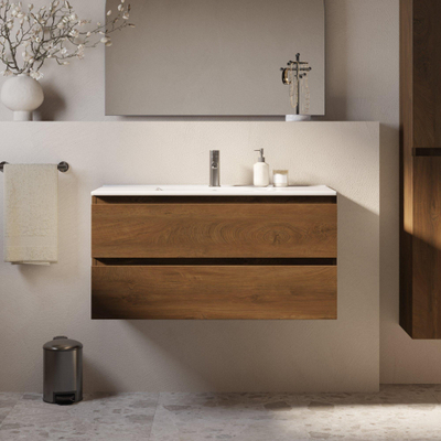 Brauer Core Series badkamermeubelset - 100x45x52cm - wastafel Starfall - forest cacao