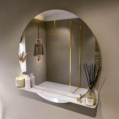 Mondiaz SPOT miroir – Ø 100 cm – avec tablette – Opalo (marbre blanc)