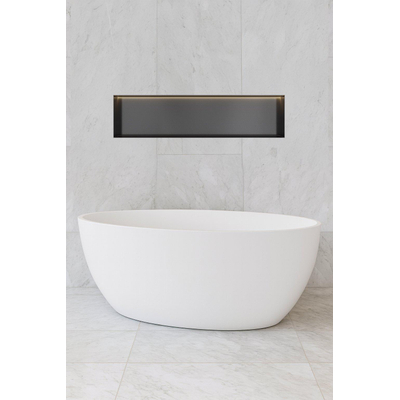 Hotbath &MORE Boîte encastrée ou niche encastrée - 30x120x10 - sans cadre + LED - Noir brossé PVD