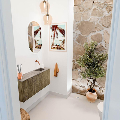 Mondiaz JOYA-DLUX 90cm toiletmeubel - kleur Dusk - Wastafel FAYE positie Rechts Zonder kraangat kleur Oza.