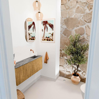 Mondiaz JOYA-DLUX 100cm toiletmeubel - kleur Oak - Wastafel FAYE positie Rechts Zonder kraangat kleur Sombra.