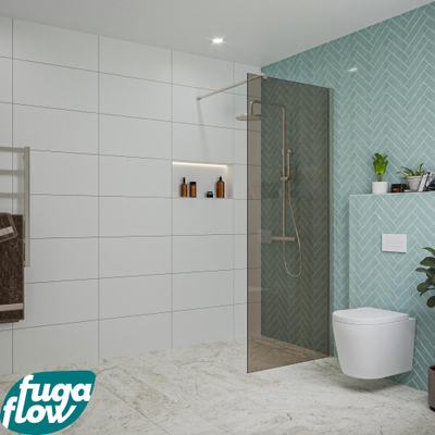 FugaFlow Eccelente Vetro Douche à l'italienne - 80x200cm - verre fumé - Inox brossé