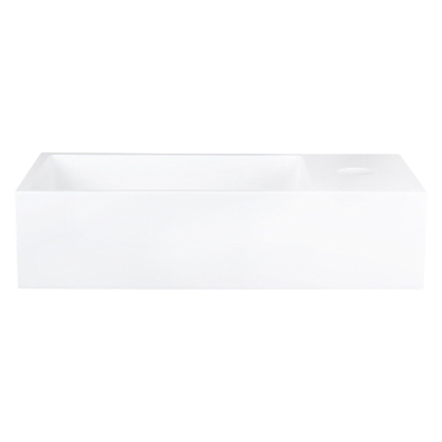 Differnz Solid kit lave-mains - 36x18.5x9cm - Rectangulaire - 1 trou de robinet - Robinet noir mat courbé - Solid Surface blanche