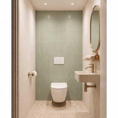 Adema Salina 2.0 Toiletset - 48.5x36x32cm - diepspoel - spoelrandloos - QeramiQ inbouwreservoir - softclose - quickrelease - toiletzitting - glans witte kunststof bedieningsplaat - ronde knoppen - wit