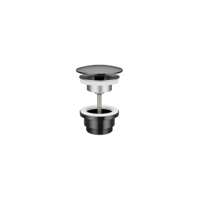 Hotbath Cobber Always open plug - met schroef - rond - PVD - gepolijst zwart