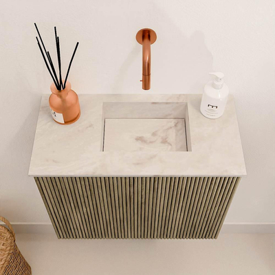 Mondiaz JOYA-DLUX 50cm meuble de toilette - couleur Dusk - Vasque FAYE position Droite Sans trou de robinet couleur Frappe.