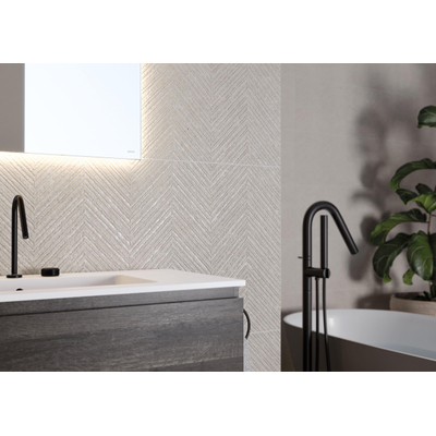 ÉCHANTILLON Terravito Melora carreau mural - 60x120cm - rectifié - effet béton - Pearl décor mat (gris)