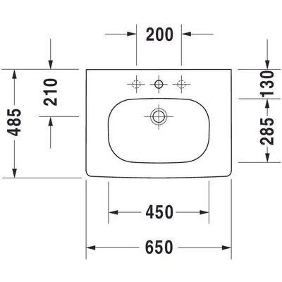 Duravit D-code wastafel 65x48cm 1 kraangat met overloop wit