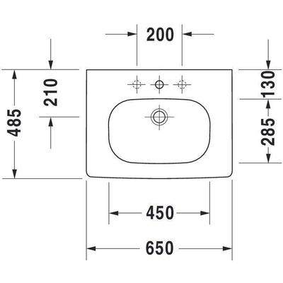 Duravit D-code Wastafel - 65x48cm - met 1 kraangat - met overloop - wit