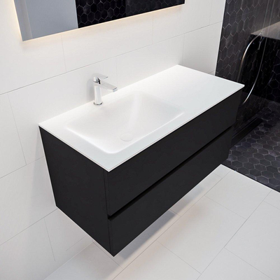 MONDIAZ VICA Ensemble de meuble salle de bain - 100cm - 2 tiroirs - lavabo Cloud gauche - 1 trou de robinet - solid surface urban