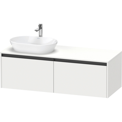 Duravit Ketho 2 meuble sous-lavabo avec plan de console avec 2 tiroirs pour vasque à gauche 140x55x45.9cm avec poignées anthracite blanc mat
