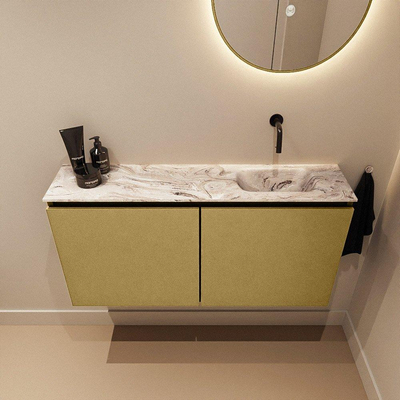 MONDIAZ TURE-DLUX Meuble toilette - 100cm - Oro - EDEN - vasque Glace - position droite - sans trou de robinet