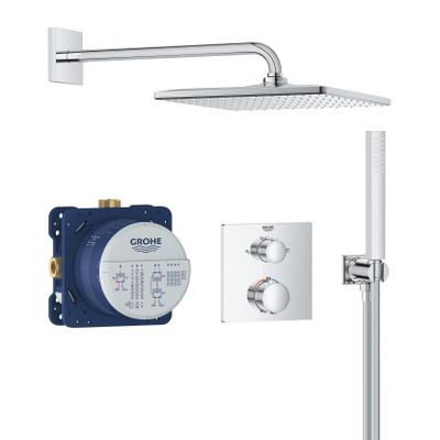 Grohe QuickFix Precision Thermostat Perfect Inbouw Douchesysteem - Vitalio Rain Mono 310 Cube hoofddouche - chroom