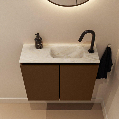 MONDIAZ TURE-DLUX Meuble toilette - 60cm - Rust - EDEN - vasque Ostra - position droite - 1 trou de robinet