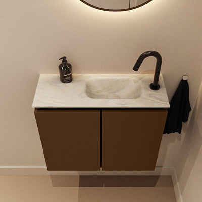MONDIAZ TURE-DLUX Meuble WC 60 cm Rust. EDEN lavabo Ostra position à droite. Avec 1 trou de robinet.