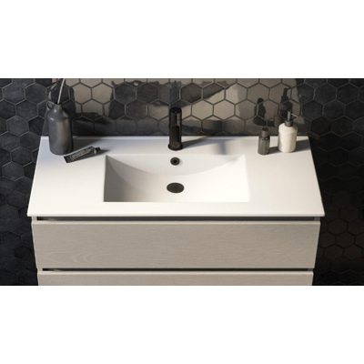 Saniclass Vygo Meuble lavabo - 101x2x46cm - trop-plein - 1 vasque - 0 trous de robinet - céramique - blanc
