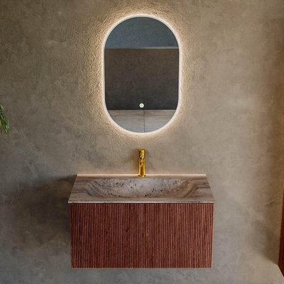 MONDIAZ KURVE-DLUX 80cm badmeubel kleur Ruby met 1 lade en 0 deuren. Wastafel BIG SMALL Midden 1 kraangat Oza.