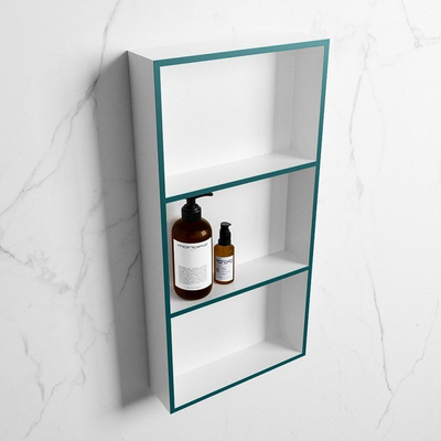 Mondiaz Easy nis 29.5x59.5x8cm voor Inbouw/opbouw 3 open vakken Solid surface Talc/Smag