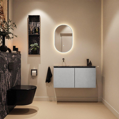 MONDIAZ TURE-DLUX 100cm toiletmeubel Plata. EDEN wastafel Lava positie links. Zonder kraangat.