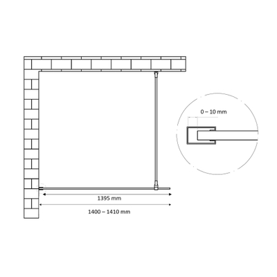 Best Design dalis-1400 Douche à l'italienne - verre NANO 8mm - Noir mat