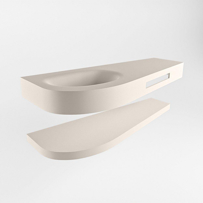 MONDIAZ RIVA Badkamermeubelset - 120x50x5.8cm - 0 lades - Linen mat - 0 kraangaten - wasbak links - solid surface linen