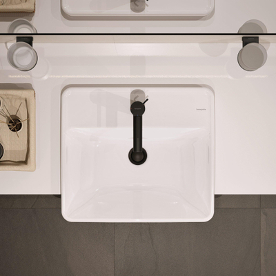 Hansgrohe Xanuia half inbouw wastafel 500/440 met kraangat en overloop