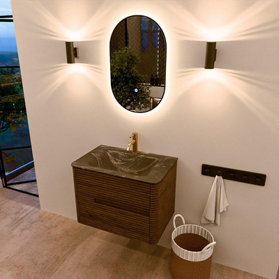 Mondiaz CIRO-DLUX Meuble de salle de bains - 70x45x50cm - Vasque solid surface Lava - 1 lavabo central - 1 trou de robinet - 2 tiroirs - Dusk