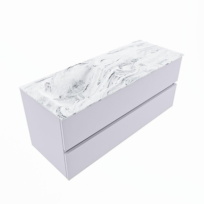 Mondiaz VICA-DLUX Ensemble de meuble de salle de bain - 120cm - meuble sous-vasque cale - 2 tiroirs - lavabo encastré cloud gauche - 1 trou de robinet - version haute de 60cm - glace