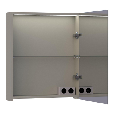 BRAUER Impress Deluxe spiegelkast – 59x70x15 cm – directe LED – rechtsdraaiende – Taupe mat