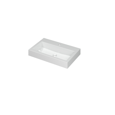 INK Momento wastafel - 70x45x9cm - 1 wasbak - 1 kraangat - polystone wit glans