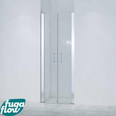 FugaFlow Efficiente Vetro Porte battante - 80x200cm - 6mm verre de sécurité - anti-calcaire - chrome