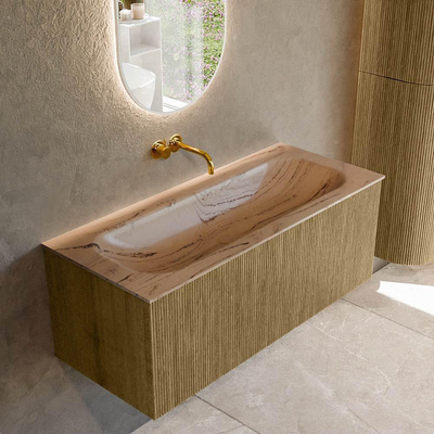 MONDIAZ KURVE-DLUX Meuble de salle de bains 110cm couleur Dusk avec 1 tiroir et 0 porte. Lavabo BIG MEDIUM Central sans trou de robinet Arena.