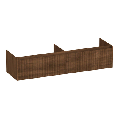 BRAUER Embrace Wavy wastafelonderkast 160 2 softclose lades - greeploos - 2 sifon uitsparingen - Forest Cacao