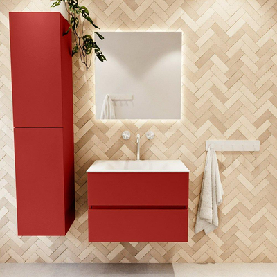 Mondiaz VICA Ensemble de meuble de salle de bain - 70cm - meuble sous-vasque fire - 2 tiroirs - lavabo cloud milieu - 1 trou de robinet - version haute 60cm - talc