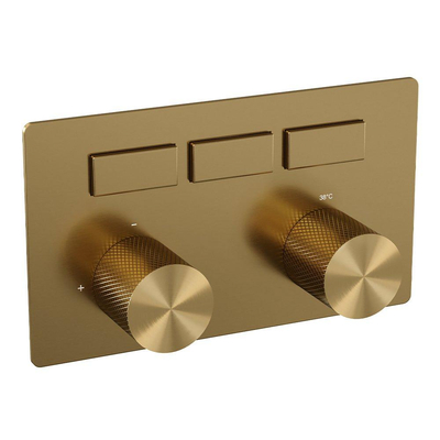 BRAUER Gold Carving Inbouwthermostaat - 3 functies - inclusief inbouwdeel - drukknoppen - geborsteld goud PVD