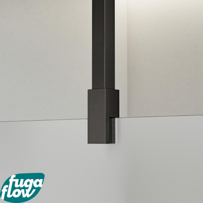 FugaFlow Eccelente Vetro Douche à l'italienne - 60x200cm - Verre dépoli - Bras plafond - Gunmetal brossé (Anthracite)