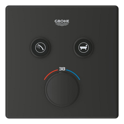 GROHE Grohtherm SmartControl afbouwdeel - vierkant - thermostatisch - 2 functies - mat zwart