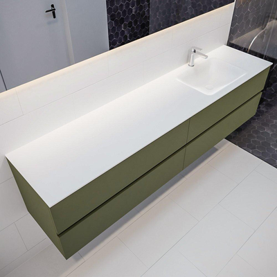 Mondiaz VICA ensemble de meuble de salle de bain - 200cm - meuble sous-vasque armée - 4 tiroirs - lavabo nuage droite - 1 trou de robinet - version XL 60cm de haut