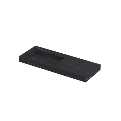 INK Pitch wastafel - 120x45x9cm - 1 wasbak links - 0 kraangaten - drain keramiek Lauren black mat