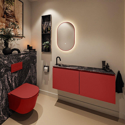 MONDIAZ TURE-DLUX Meuble toilette - 120cm - Fire - EDEN - vasque Lava - position gauche - 1 trou de robinet