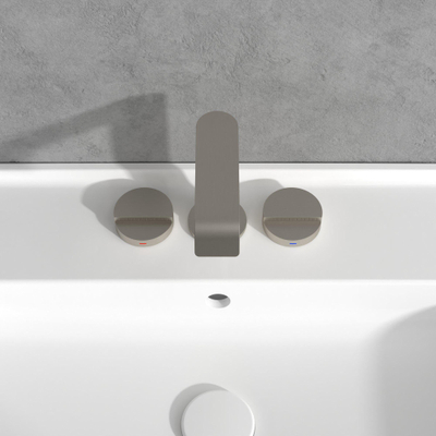 Villeroy & Boch Dawn wastafeluitloop set - zonder pop up - wandmontage afbouwdeel - Brushed Nickel (rvs)