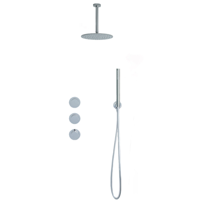 Fortifura Nebbio opbouw regendoucheset – Ø30 cm hoofddouche – 20 cm plafondbuis – gladde slang – chroom