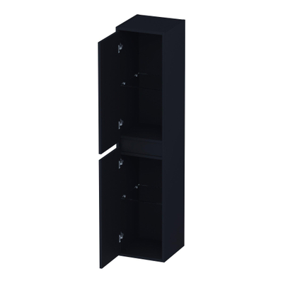 BRAUER Adore Wavy armoire haute - 160x35x35cm - 2 portes - ouvrant à gauche ou à droite - sans poignées - noir mat