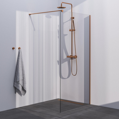 Brauer Copper Season Douche à l'italienne - 100x200cm - verre clair - Cuivre