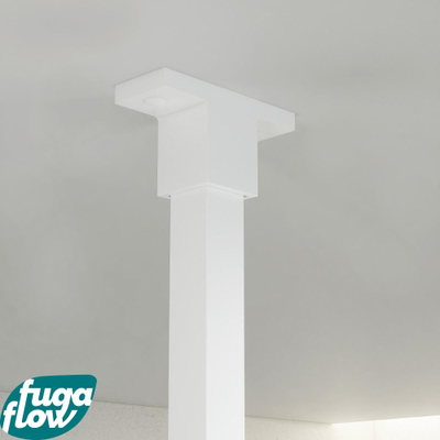 FugaFlow Eccelente Vetro douche à l'italienne salle de bain - 140x200cm - verre clair - bras plafond - blanc mat